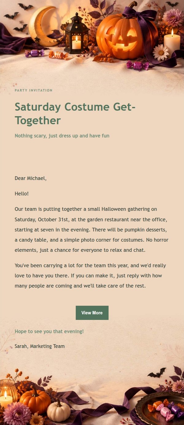 Garden Green Halloween Greeting Email 2