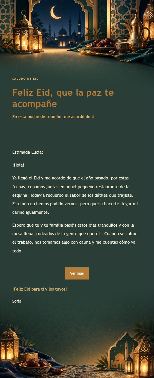 Felicitación de Eid con Faroles Nocturnos