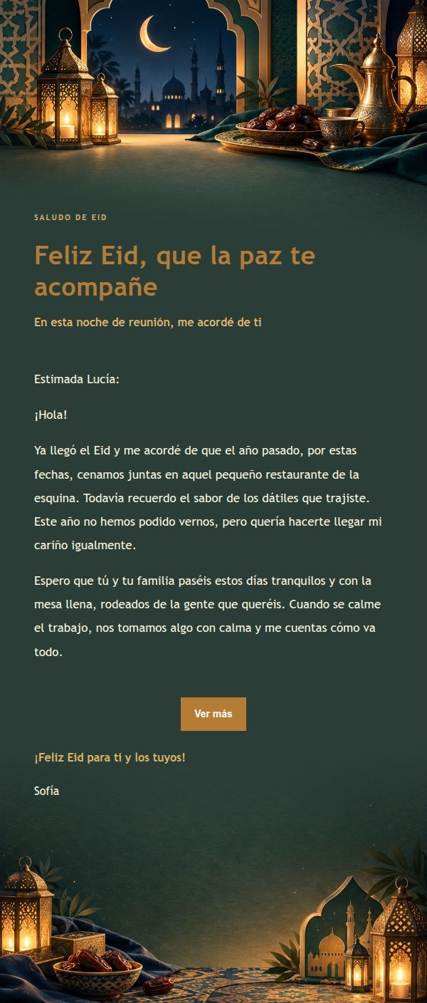 Felicitación de Eid con Faroles Nocturnos