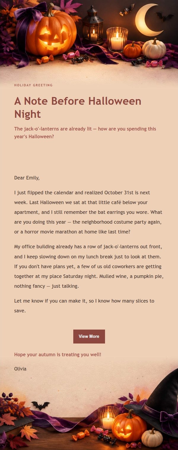 Editorial Halloween Greeting Email