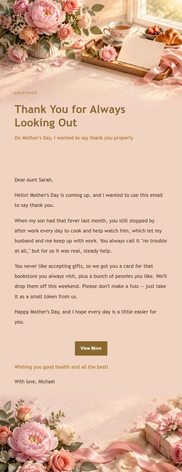 Gilded Mother's Day Keepsake Email 2