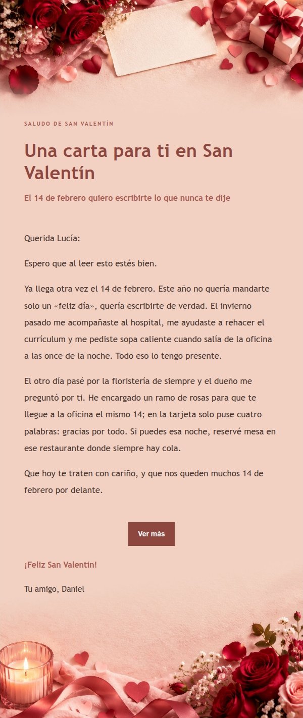 Carta de San Valentín Estilo Editorial
