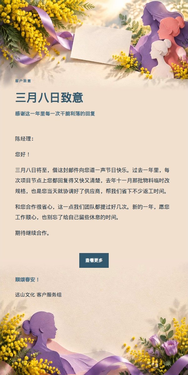 墨色雅致妇女节祝福信 2