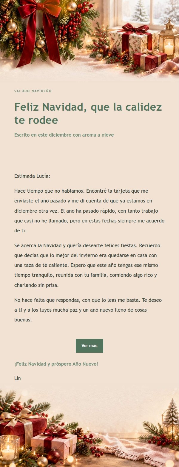Carta Navideña Jardín Verde