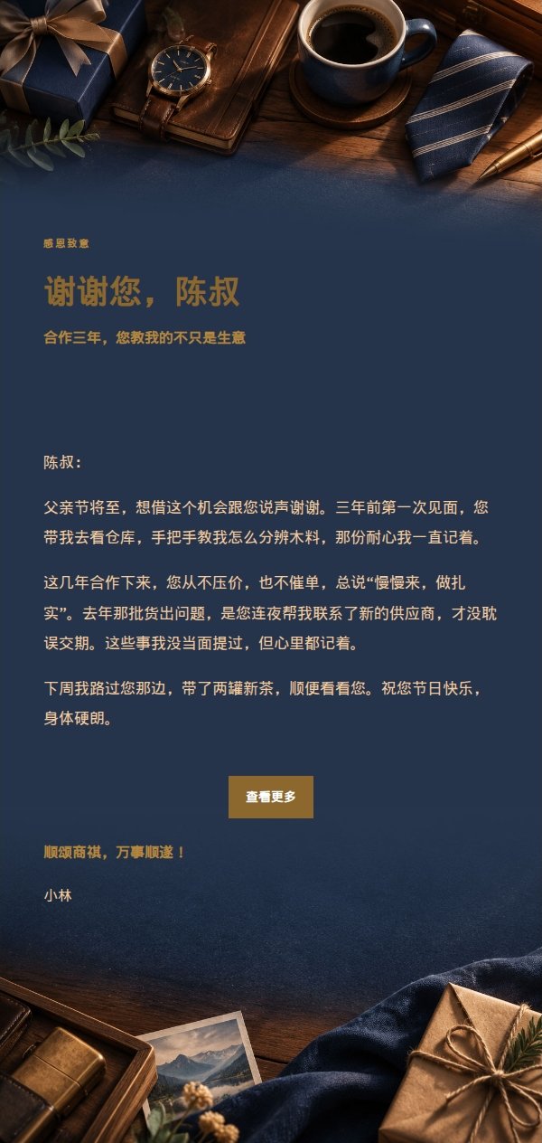 鎏金庆典父亲节祝福信 2