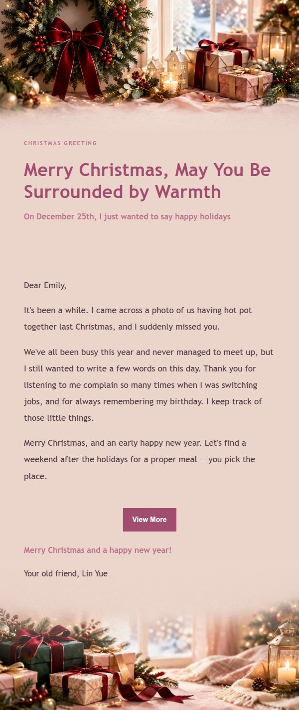 Soft Glow Christmas Greeting Letter