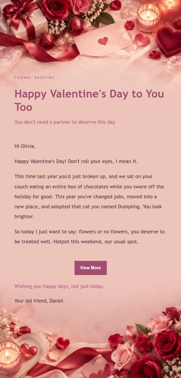 Soft Blush Valentine's Greeting Email 2