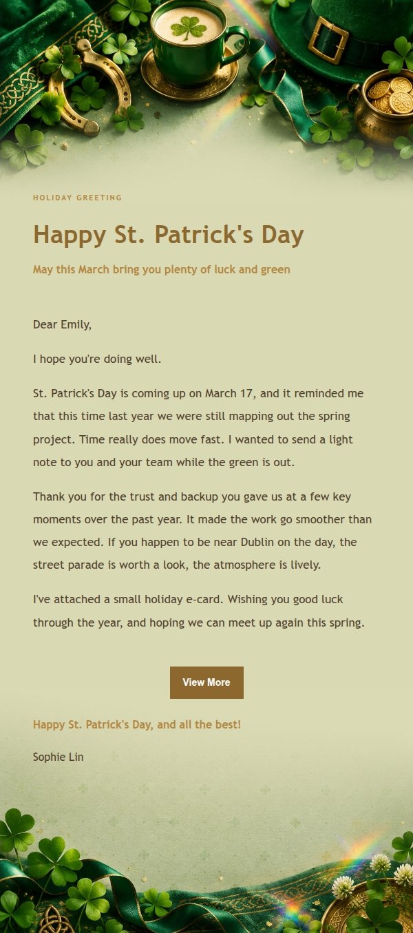Gilded Shamrock St. Patrick's Day Greeting