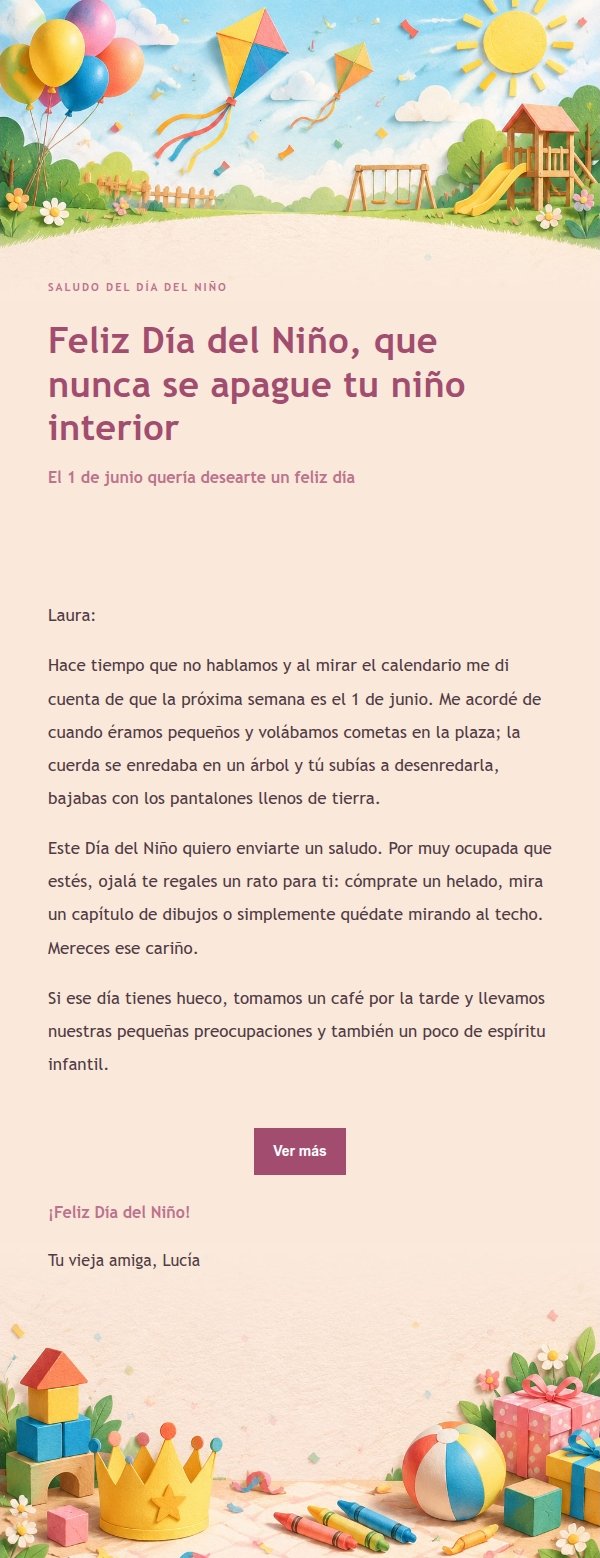 Carta de Feliz Día del Niño en Tonos Suaves