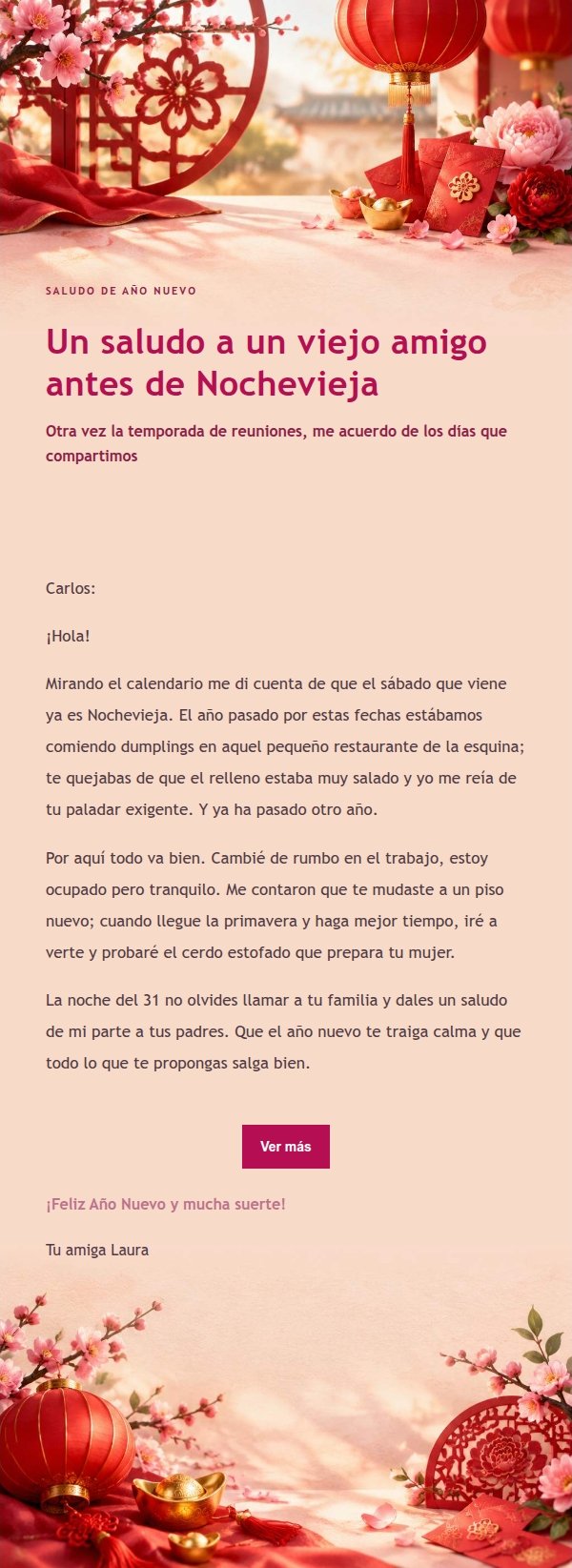 Correo de Felicitación de Año Nuevo Lunar en Tonos Suaves