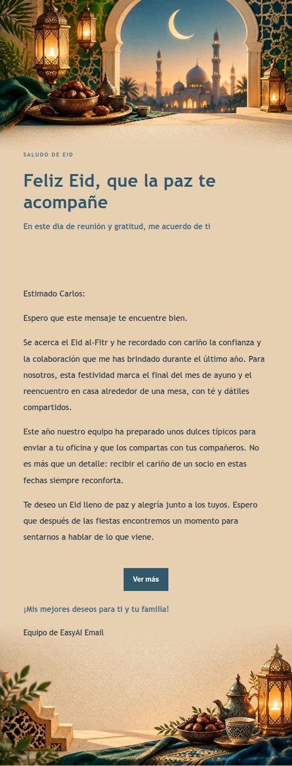 Elegante Felicitación de Eid en Tinta