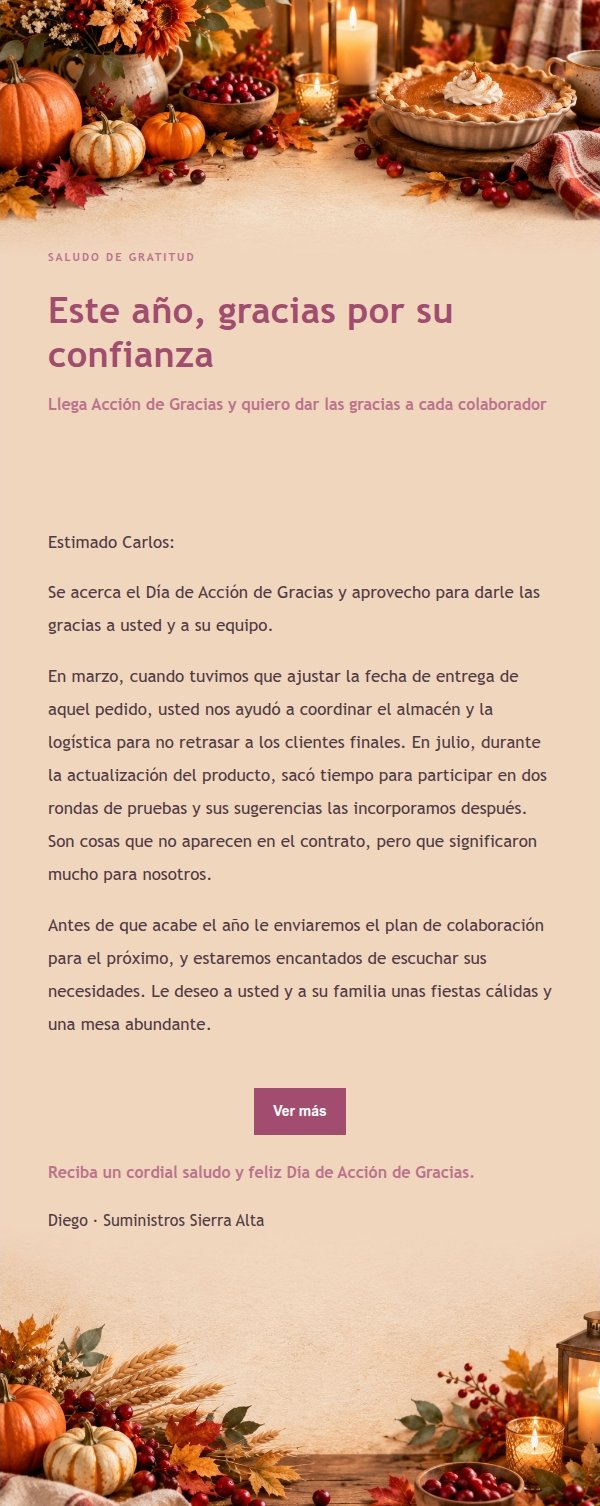 Carta de Agradecimiento de Acción de Gracias en Tonos Suaves 2