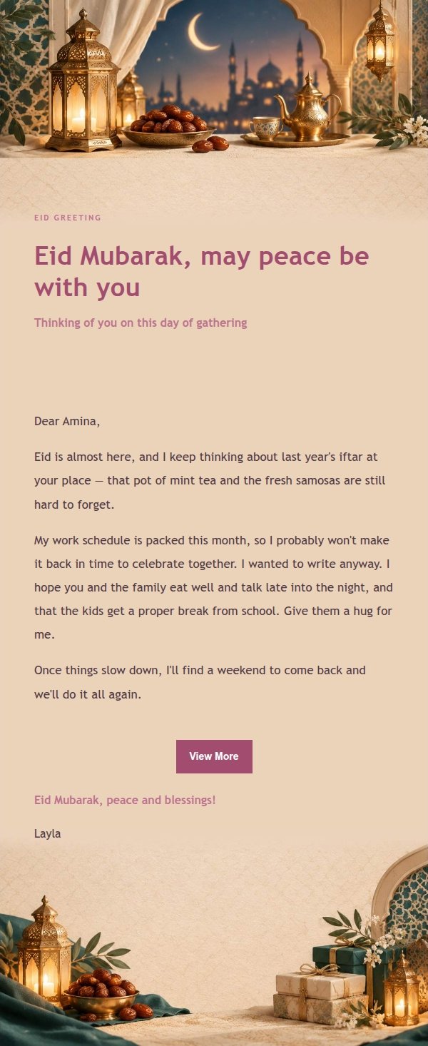 Soft Glow Eid Mubarak Email