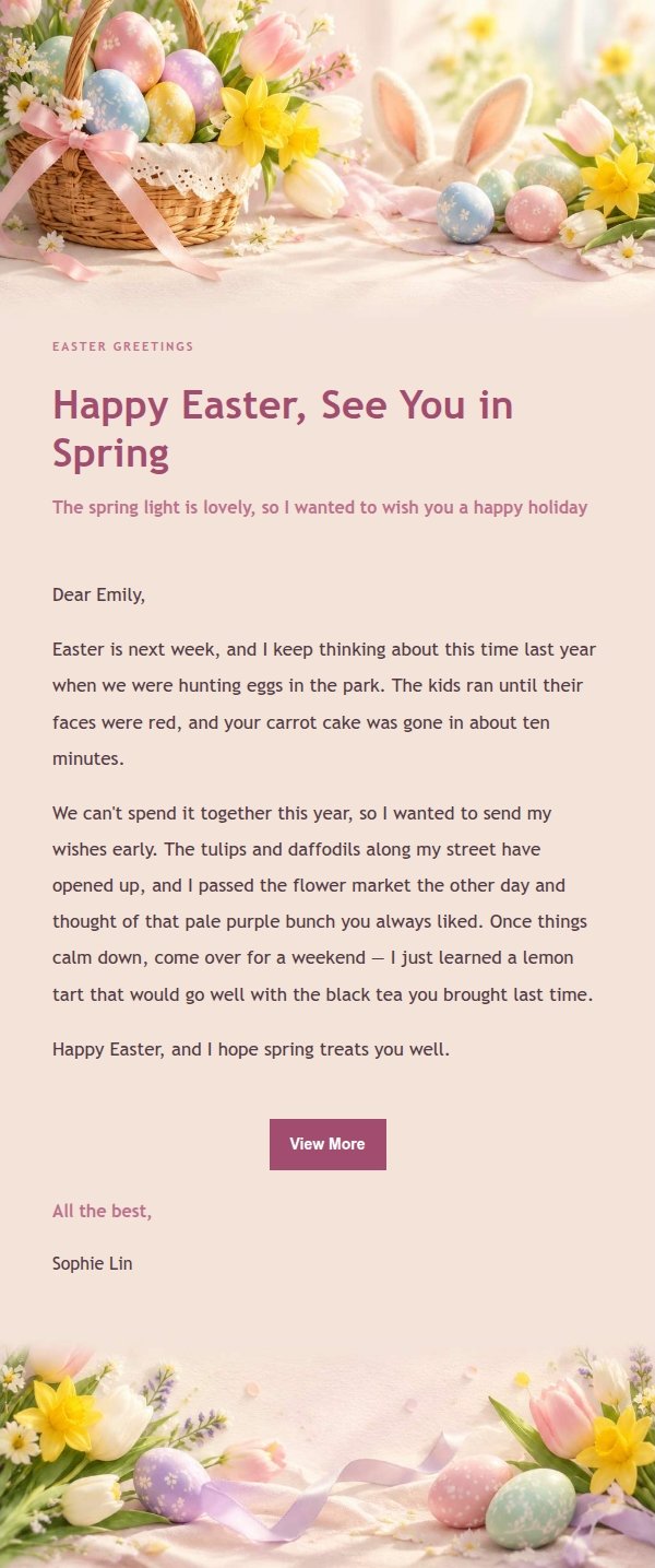 Soft Light Easter Greeting Email
