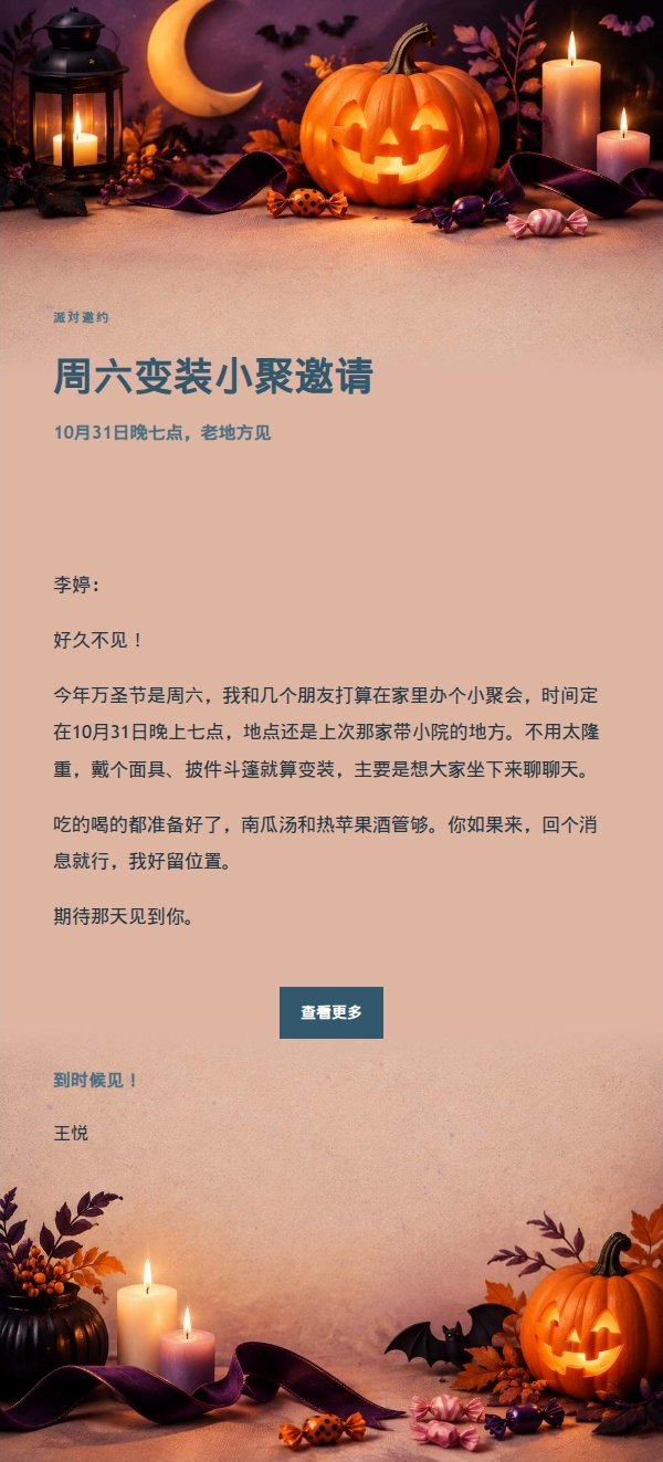 墨色雅致万圣节祝福邮件 2