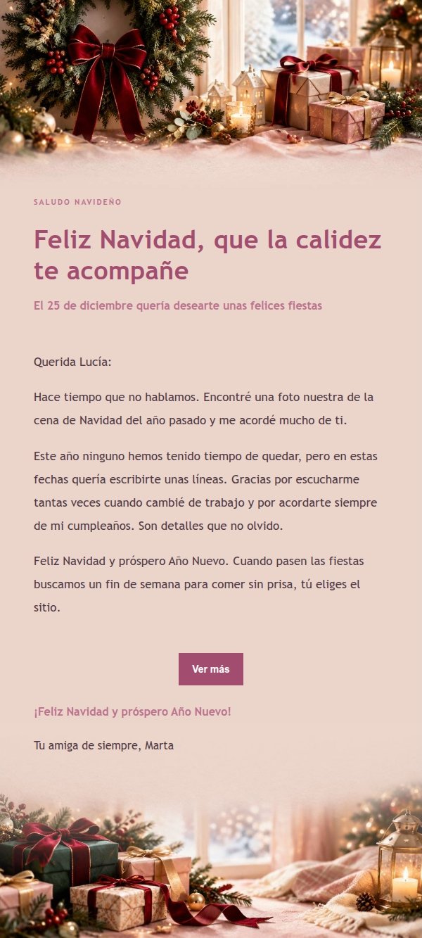 Carta Navideña de Luz Suave