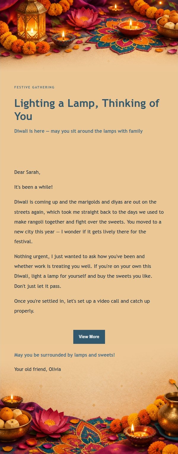 Ink-Toned Elegant Diwali Greeting Email 2