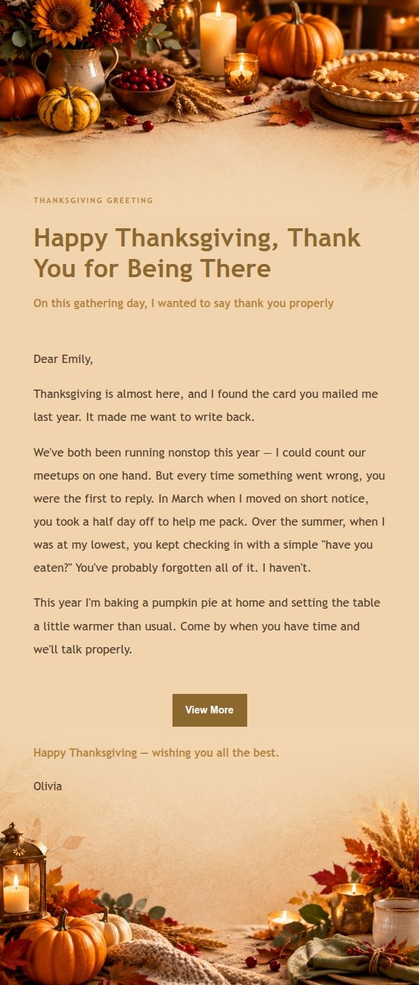 Gilded Harvest Thanksgiving Email