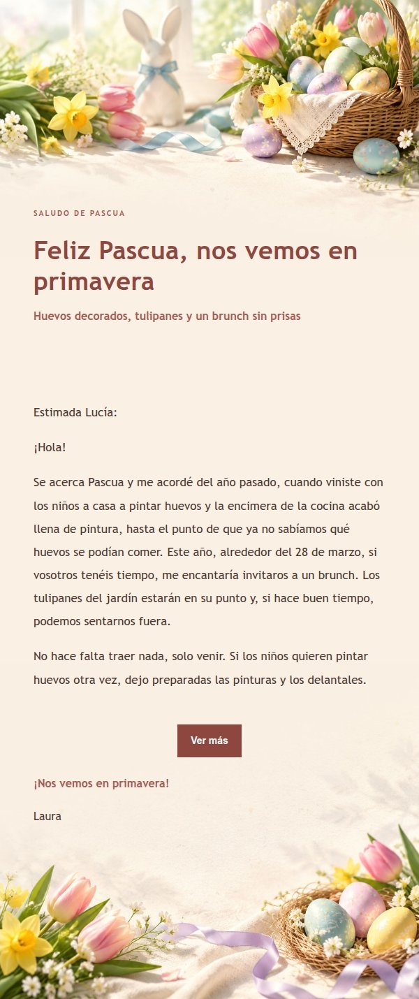 Carta de Pascua con Estética Editorial