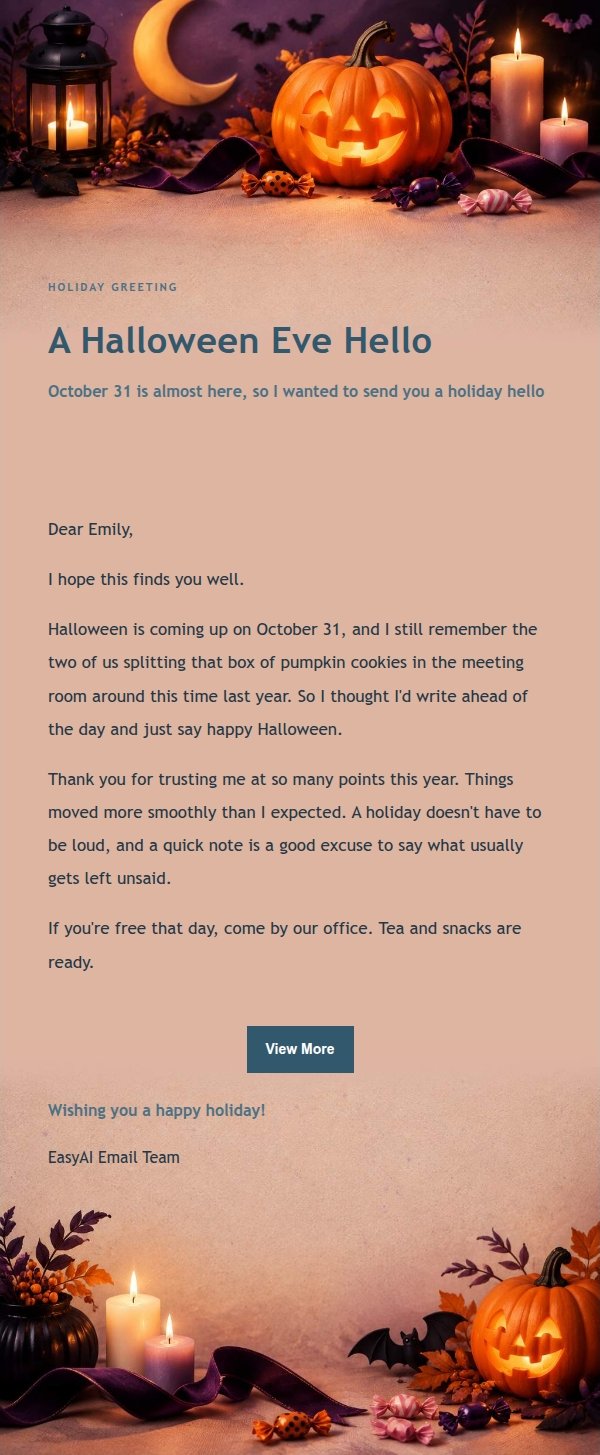 Ink-Toned Elegant Halloween Greeting Email
