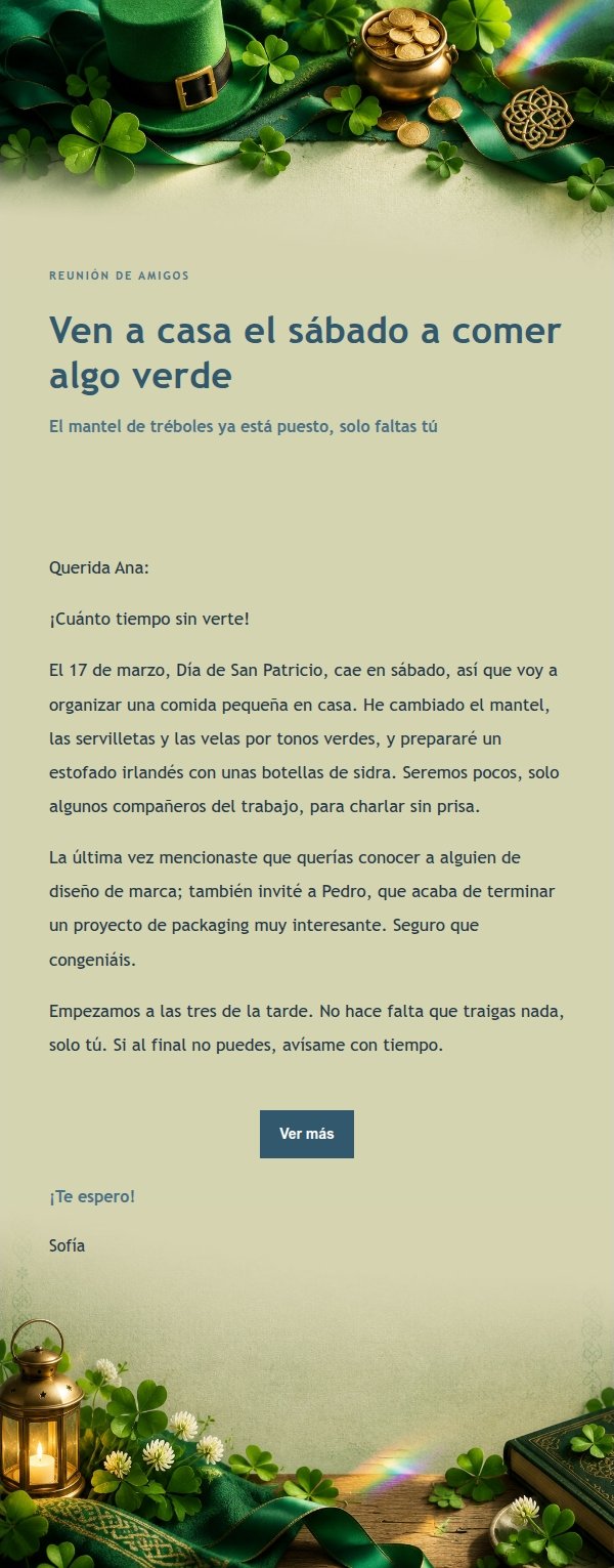 Carta Festiva de San Patricio con Estilo Tinta y Trébol 2
