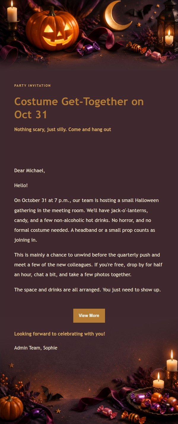 Night Glow Halloween Greeting Email 2