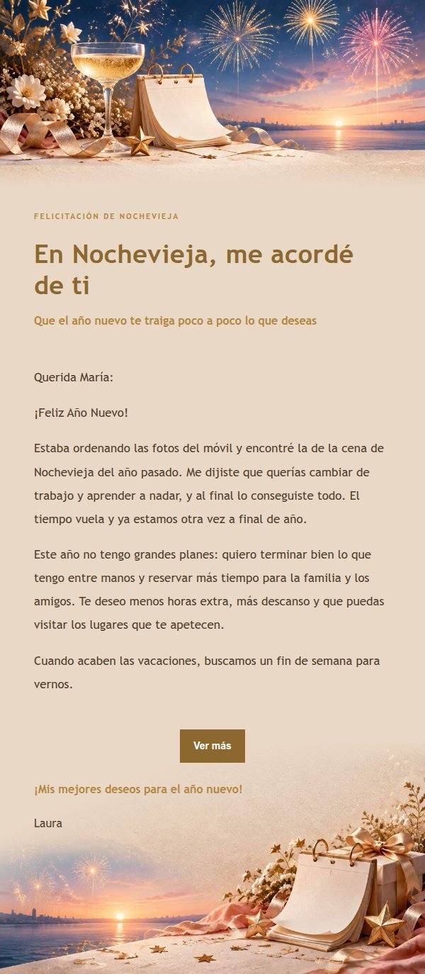 Felicitación de Año Nuevo Dorada 2