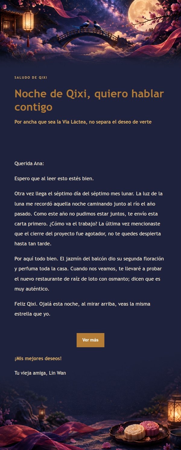 Carta de Bendiciones de Qixi Noche Iluminada