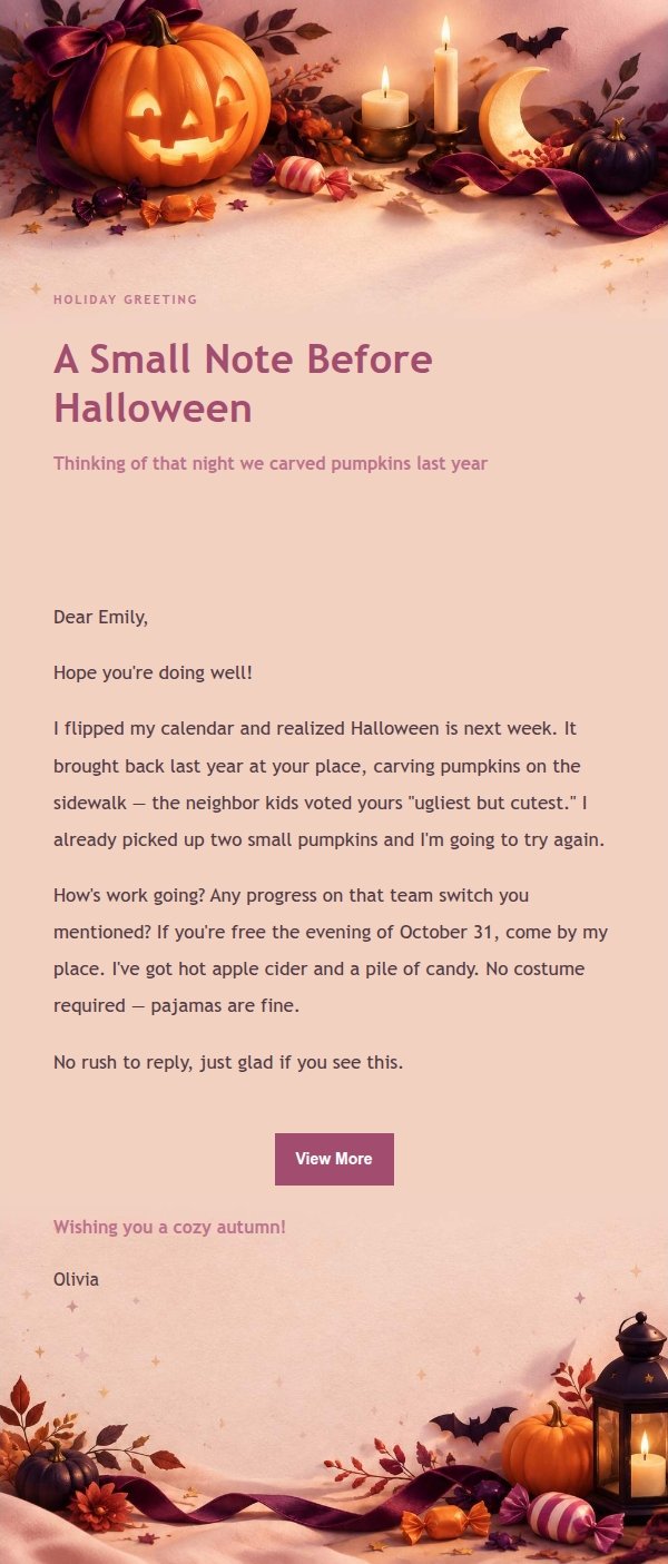 Soft Glow Halloween Greeting Email