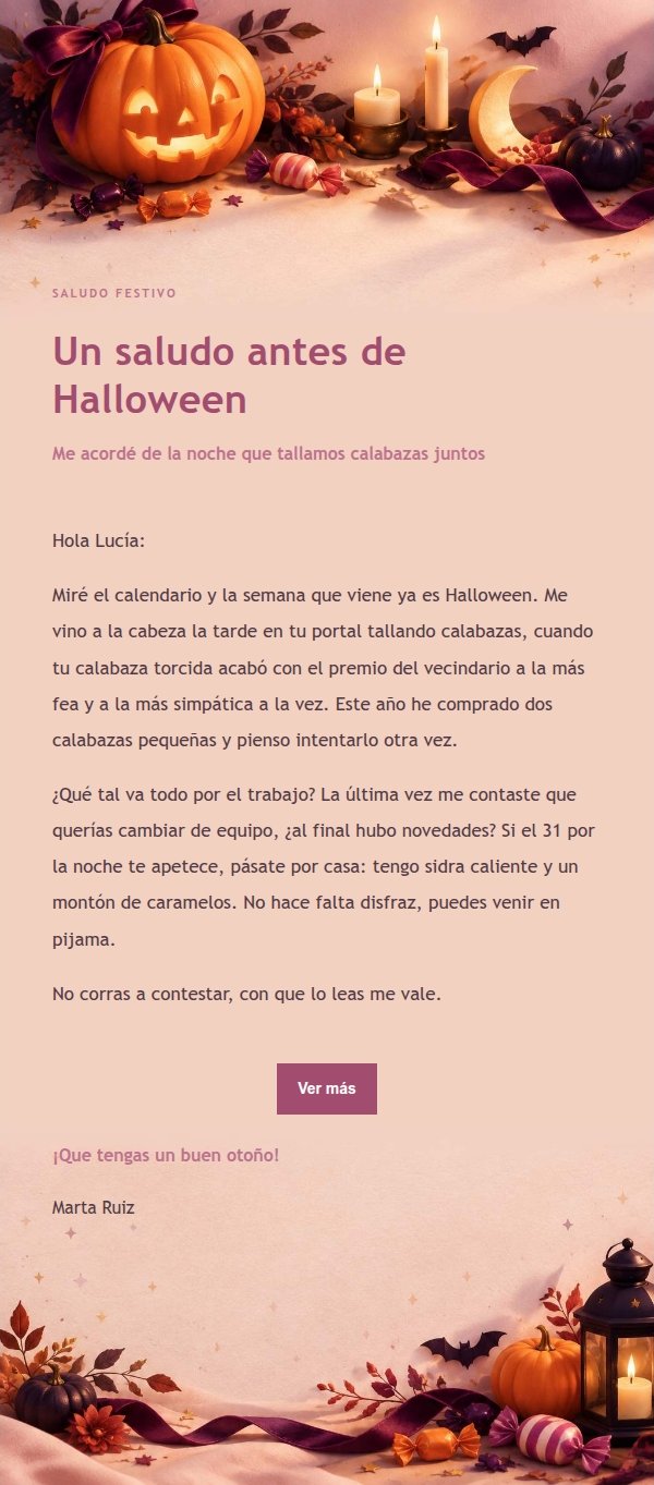 Carta de Halloween en Tonos Suaves