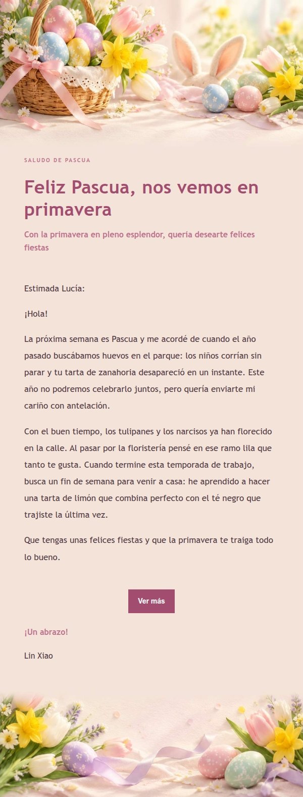 Saludo de Pascua en Tonos Suaves
