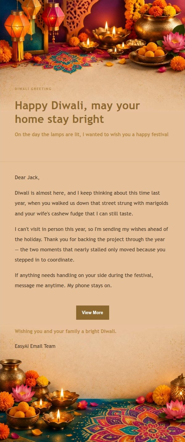 Gilded Diwali Celebration Greeting Email