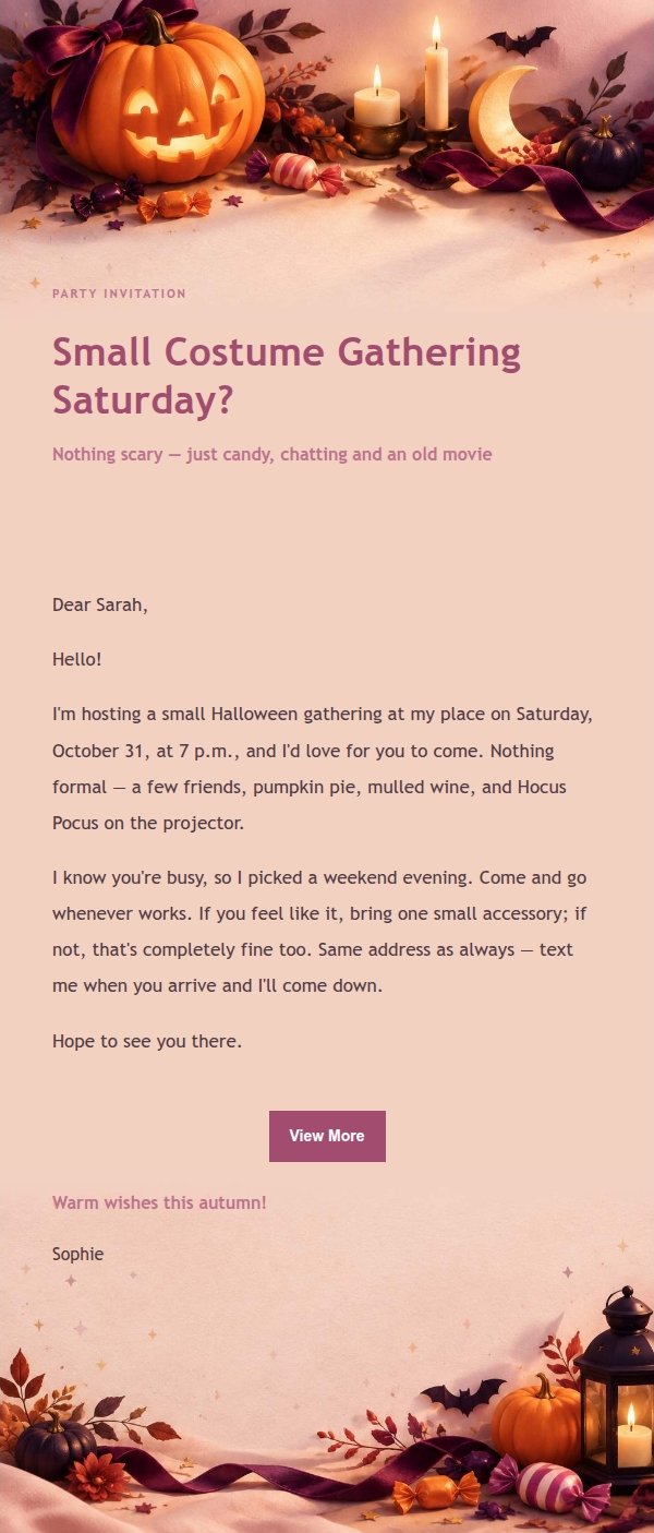 Soft Glow Halloween Greeting Email 2