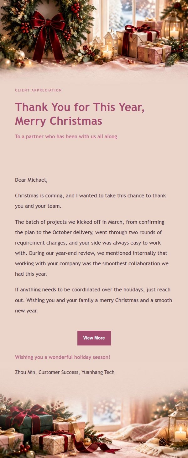 Soft Glow Christmas Greeting Letter 2