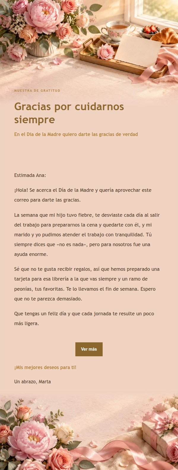 Correo de Felicitación Día de la Madre · Celebración Dorada 2