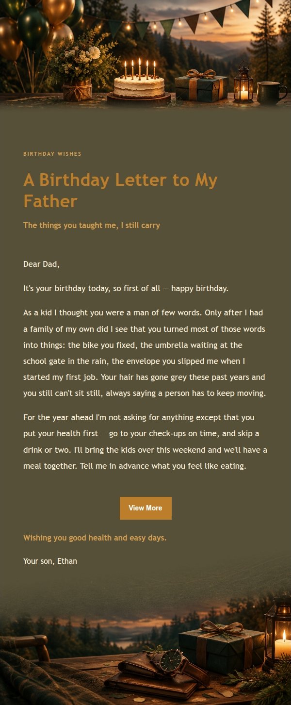 Forest Night Men's Birthday Email 2