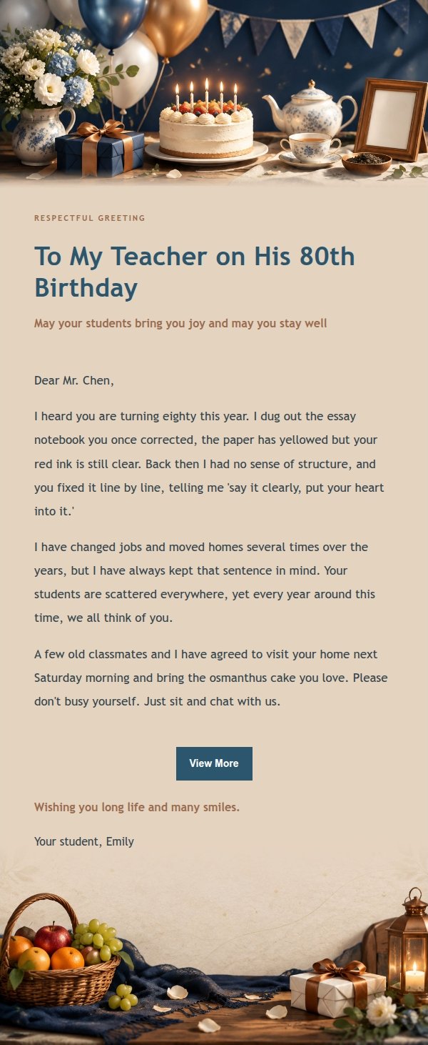Tea Ceremony Porcelain Elder Birthday Email 2