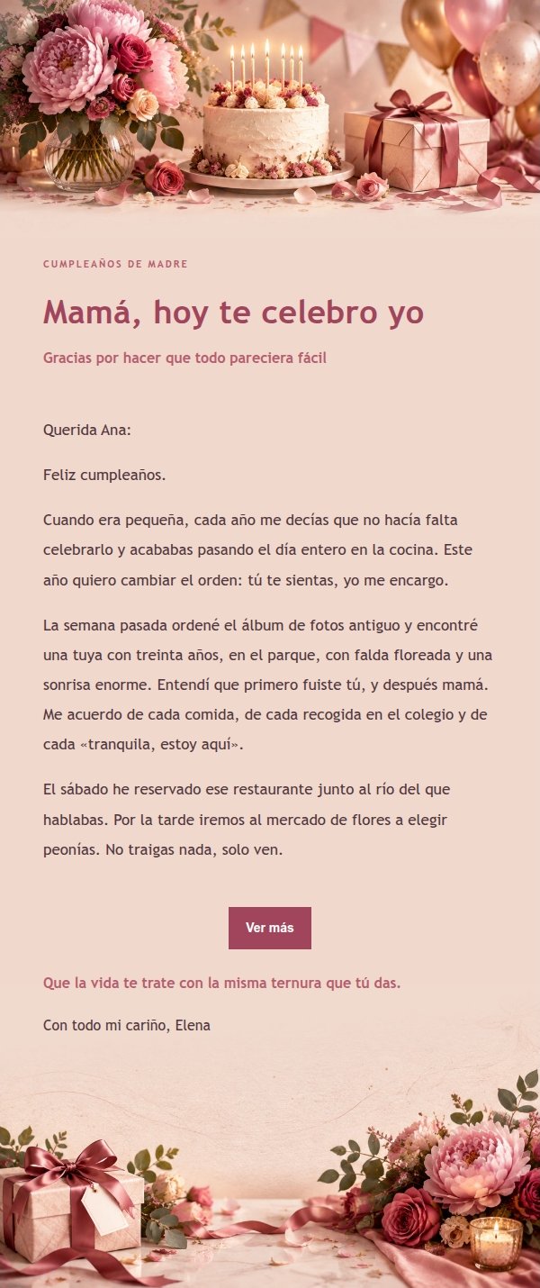 Carta de Cumpleaños Femenina Peonía y Rosa 2