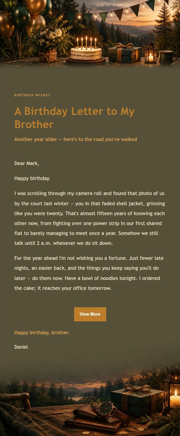 Forest Night Men's Birthday Email