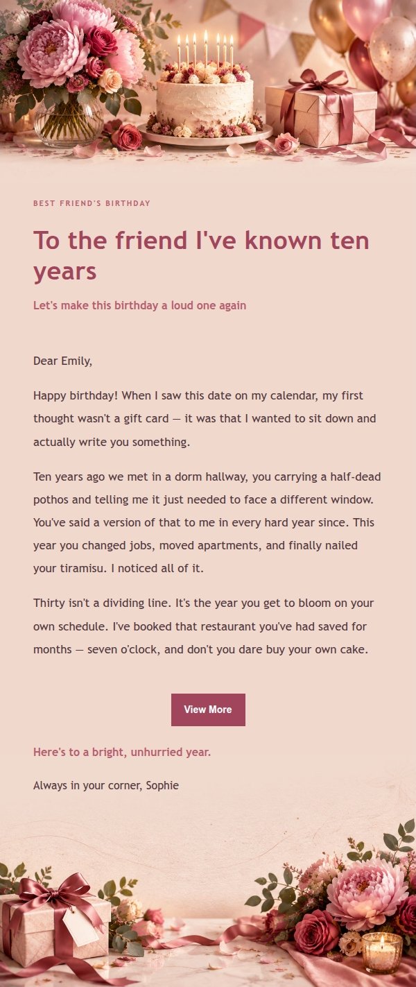 Peony & Rose Birthday Letter