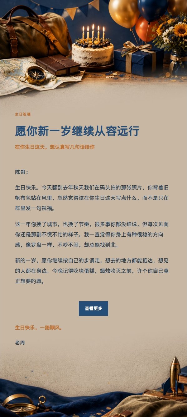 海军蓝远行生日祝福信