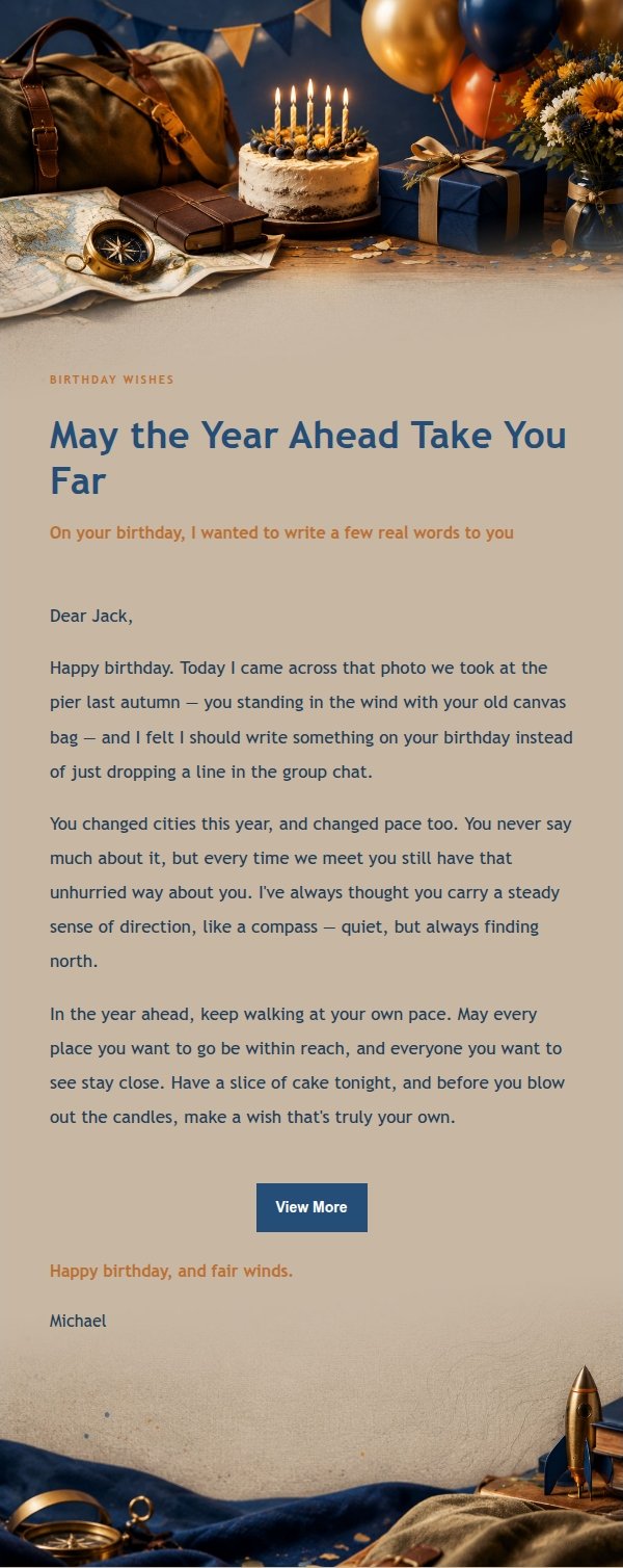 Navy Voyage Men's Birthday Email