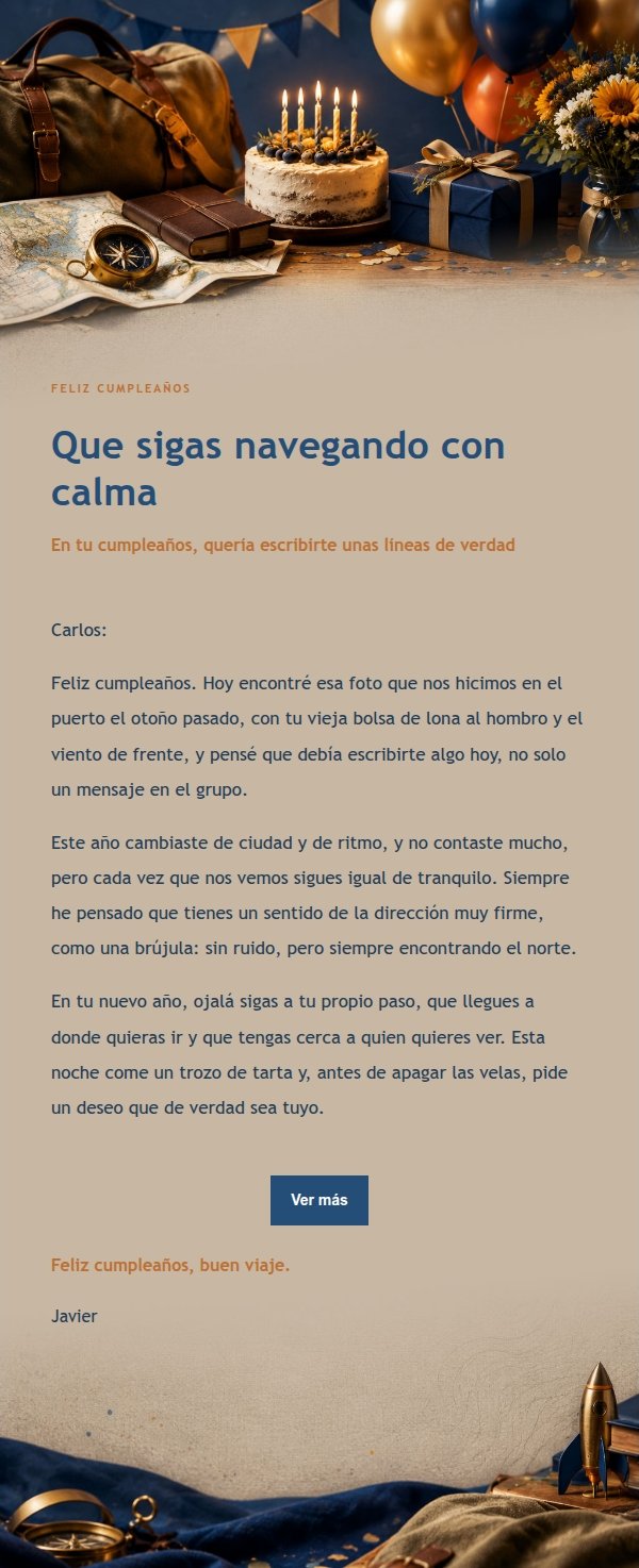 Carta de Cumpleaños Náutica para Él
