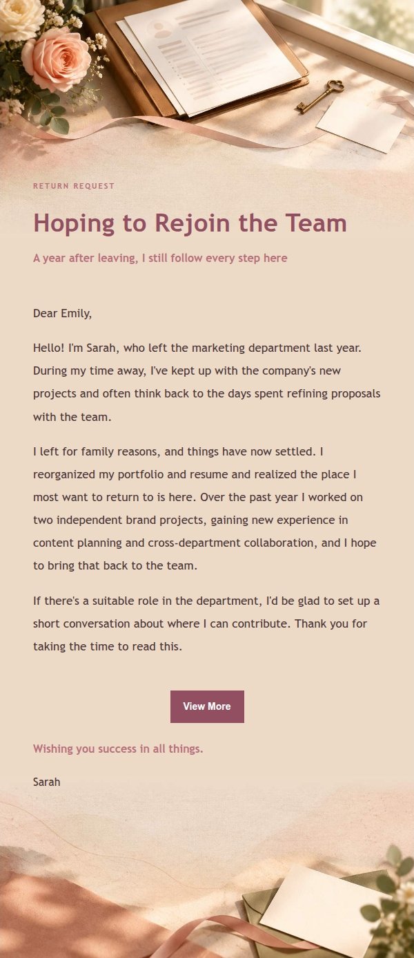 Rose Editorial Return-to-Work Request Email