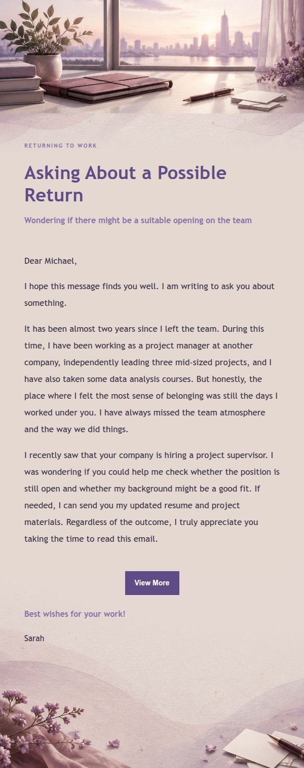 Lilac Ink Reconnecting with a Former Employer 2