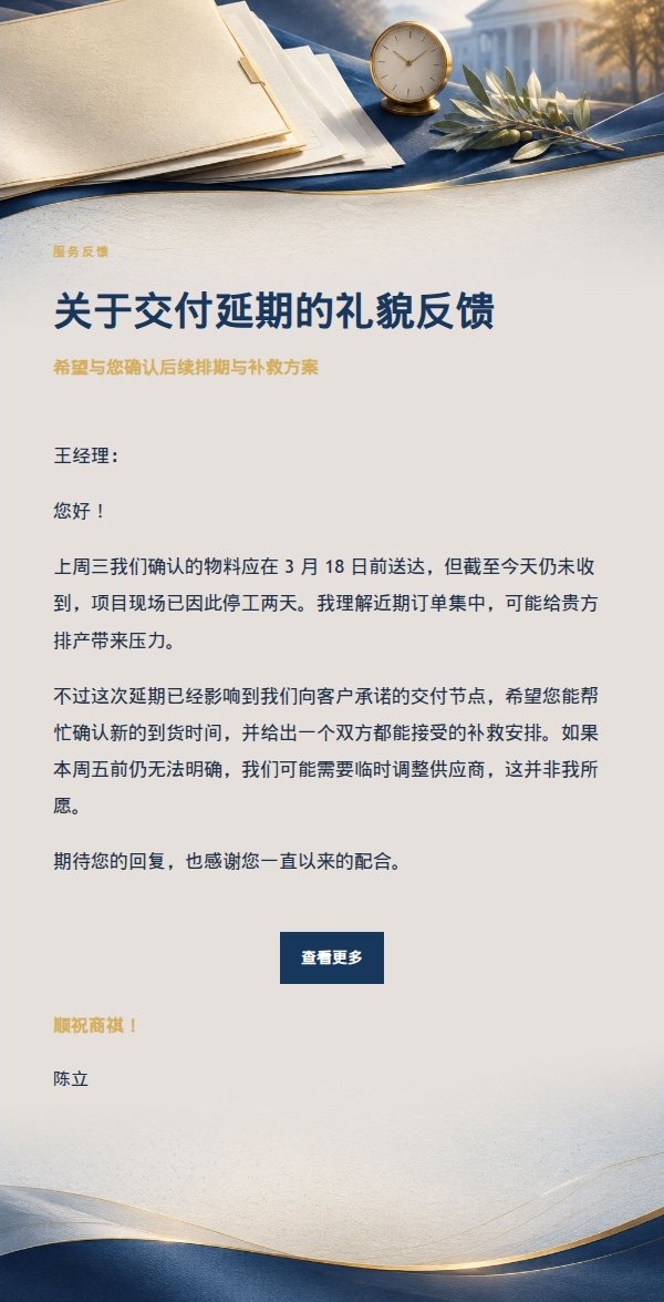 深蓝鎏金礼貌投诉反馈信