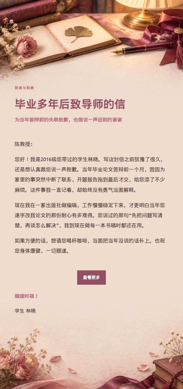 玫瑰编辑·致教授道歉感谢信