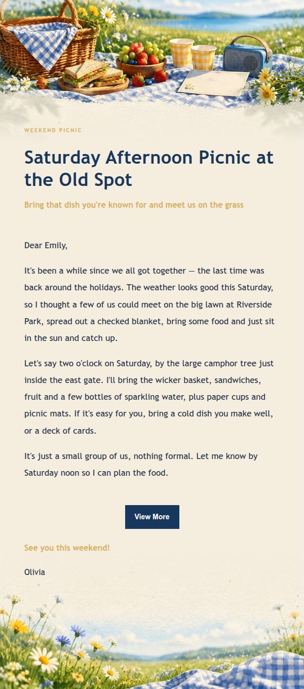 Navy & Gold Classmates Picnic Invite