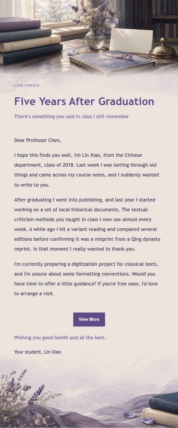 Lilac Ink Letter to a Professor