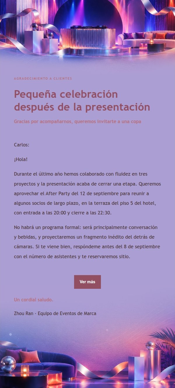 Invitación After Party Editorial Rosa 2